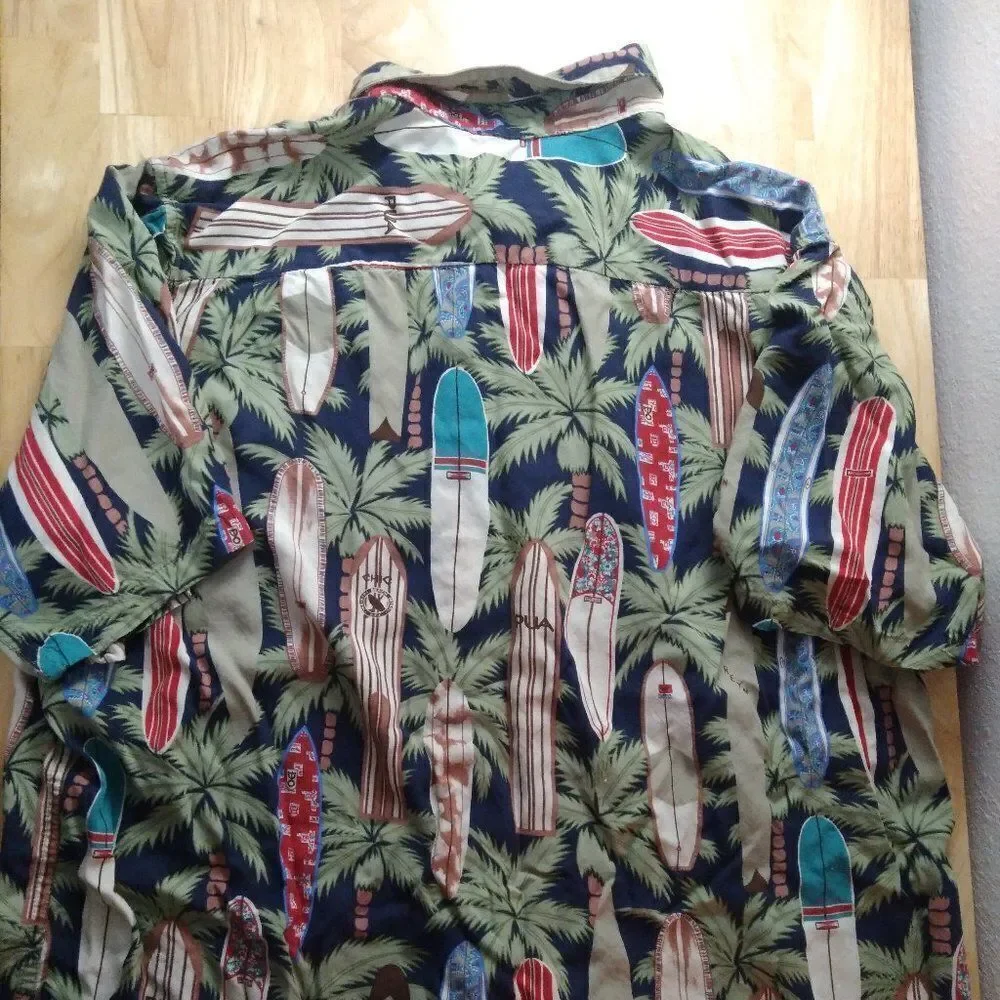 Vintage Reyn Spooner Surfboards Palm Trees Hawaiian Shirt